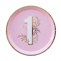 Onederland 1st Birthday Dinner Plates - Pink (x8) 1st Birthday