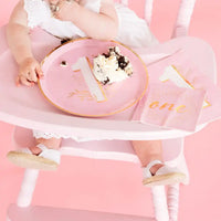 Onederland 1st Birthday Dinner Plates - Pink (x8) 1st Birthday