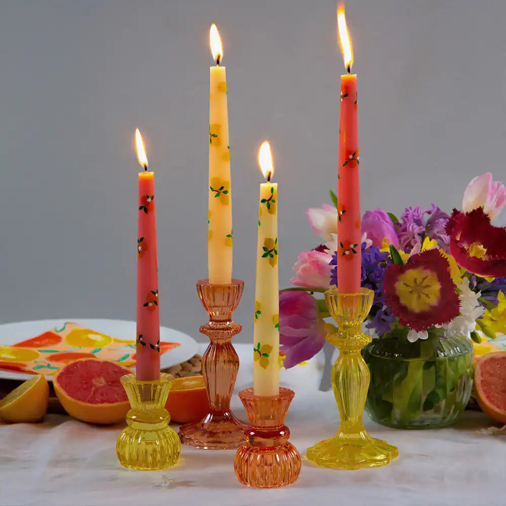 Yellow Glass Candle Holder General Party