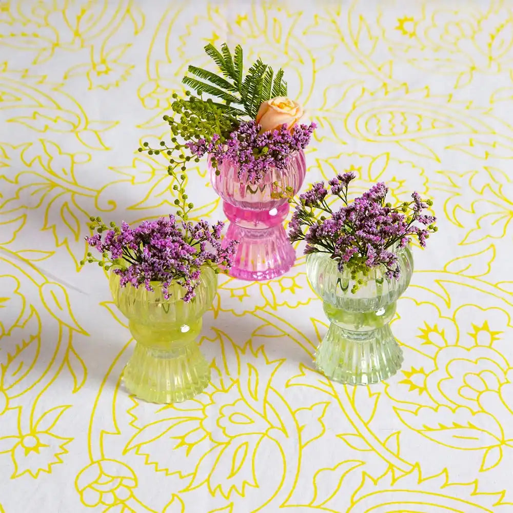 Yellow Glass Small Candle Holder General Party
