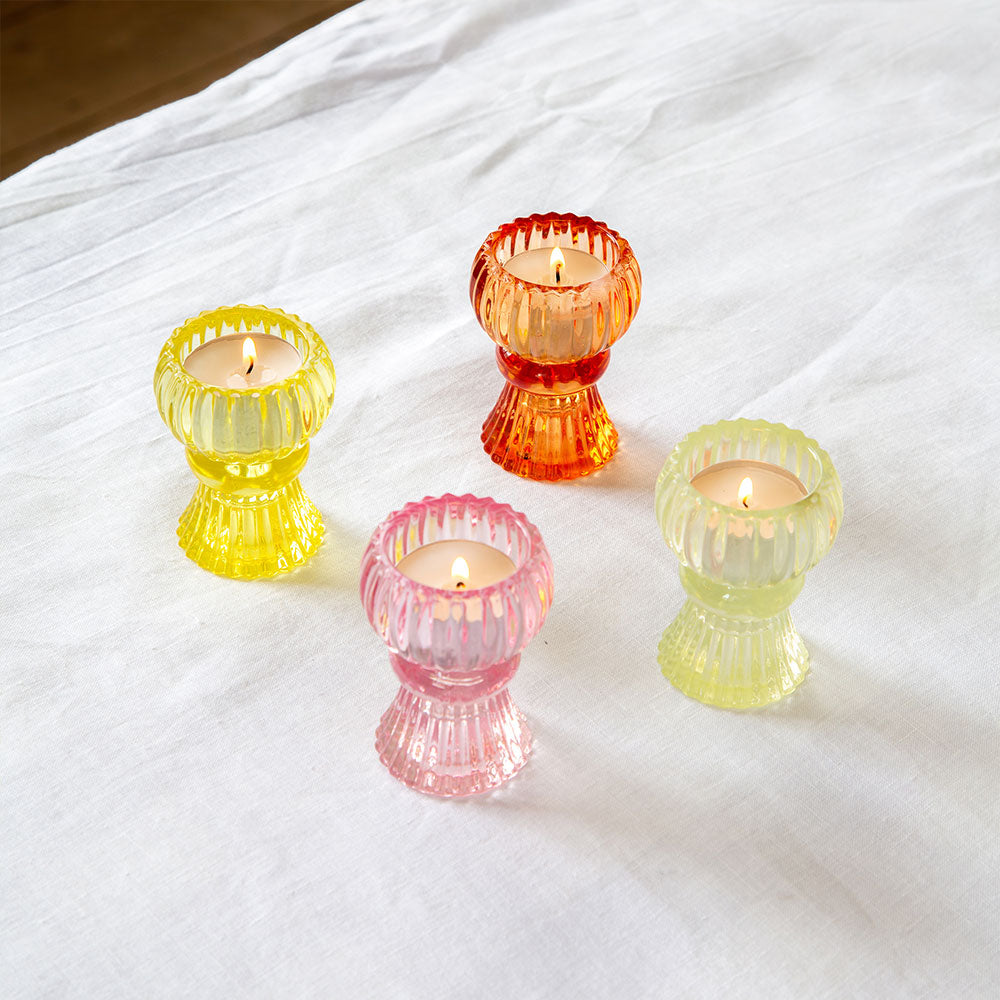 Orange Glass Small Candle Holder Summer