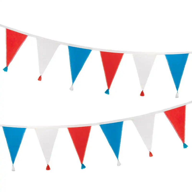 Red, White and Blue Fabric Bunting (3m) Jubilee Party