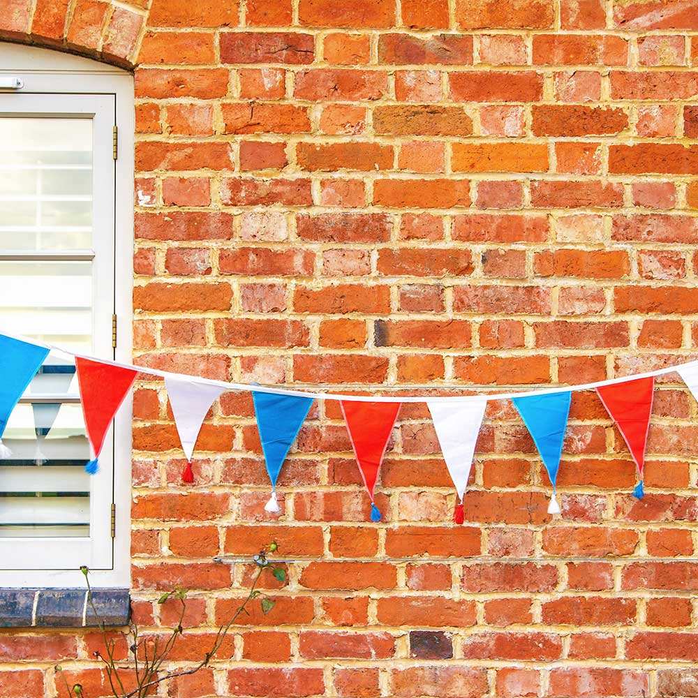 Red, White and Blue Fabric Bunting (3m) Jubilee Party