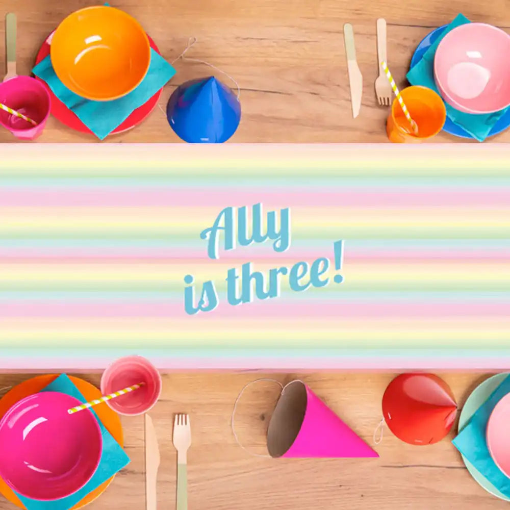 Pastel Rainbow Personalised Table Runner Personalised Runner