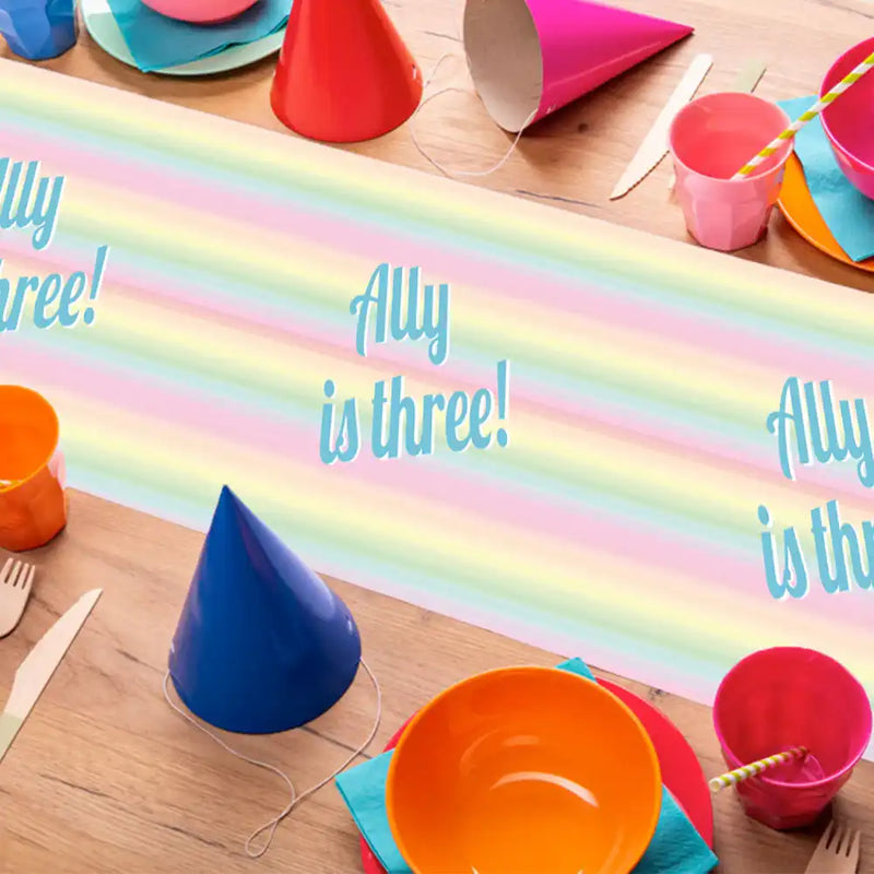 Pastel Rainbow Personalised Table Runner Personalised Runner