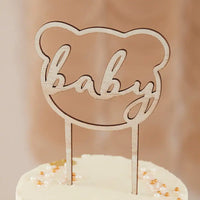Wooden Teddy Bear Cake Topper Baby Shower