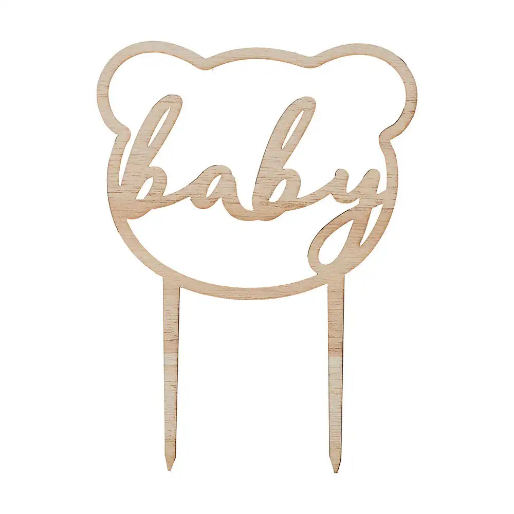 Wooden Teddy Bear Cake Topper Baby Shower
