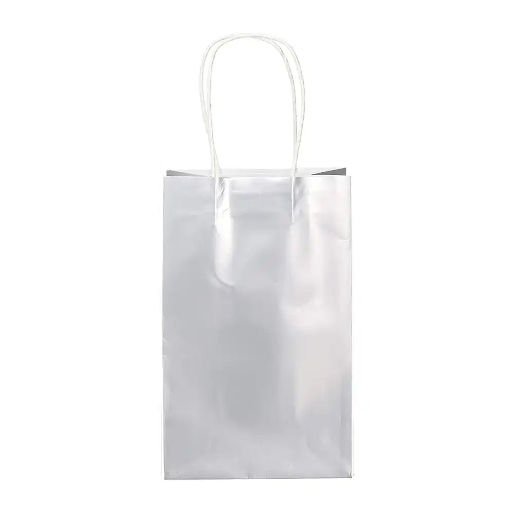 Metallic Silver Paper Party Bags (x8) Kids Party