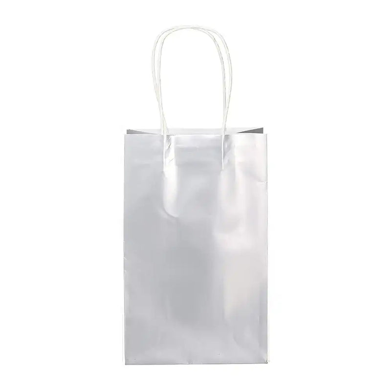 Metallic Silver Paper Party Bags (x8) Kids Party