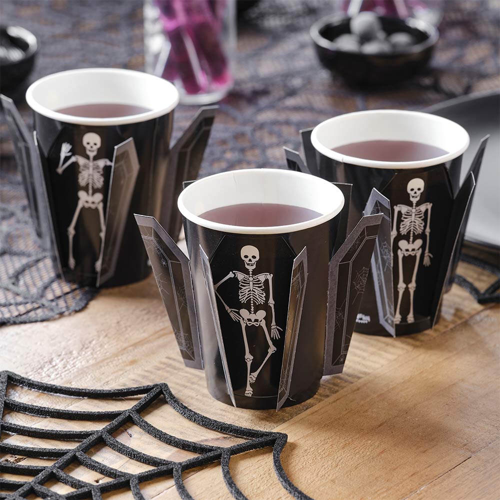 Fold Out Coffin Paper Cups (x8) Halloween 2024