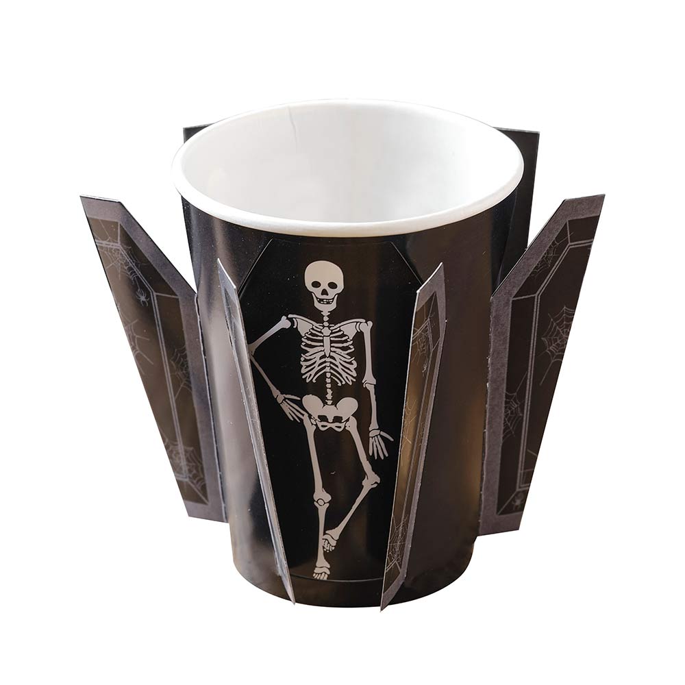 Fold Out Coffin Paper Cups (x8) Halloween 2024