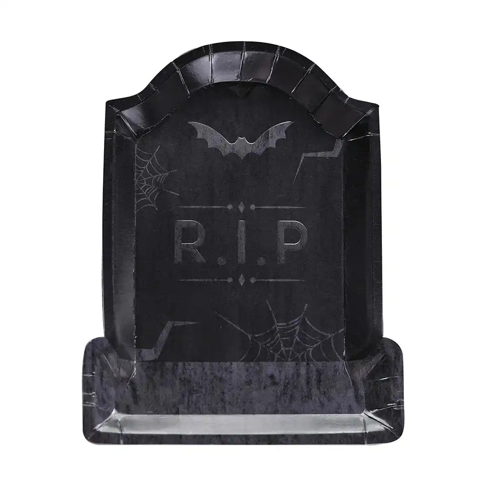 Debossed Tomb Stone Paper Plates (x8) Halloween 2022