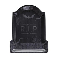 Debossed Tomb Stone Paper Plates (x8) Halloween 2022