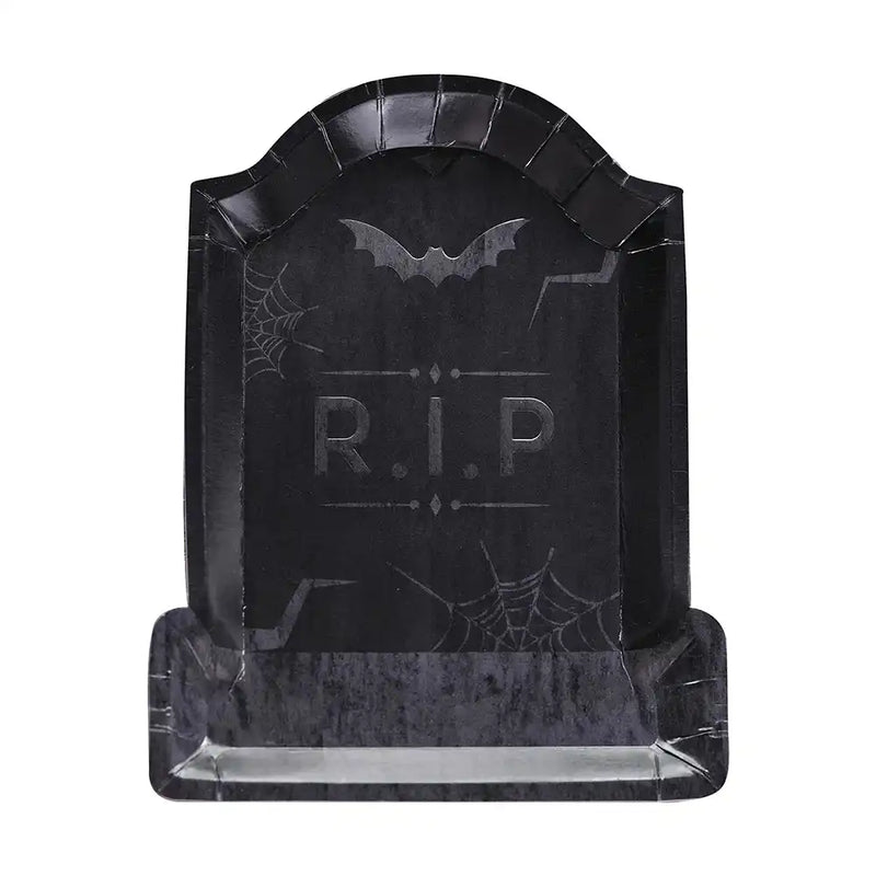 Debossed Tomb Stone Paper Plates (x8) Halloween 2022