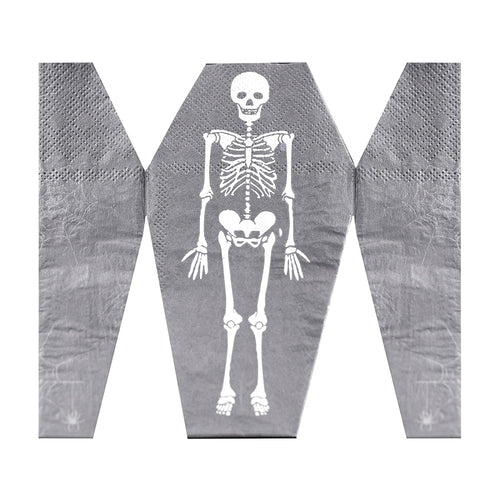 Fold Out Paper Skeleton Coffin Paper Napkin (x16)