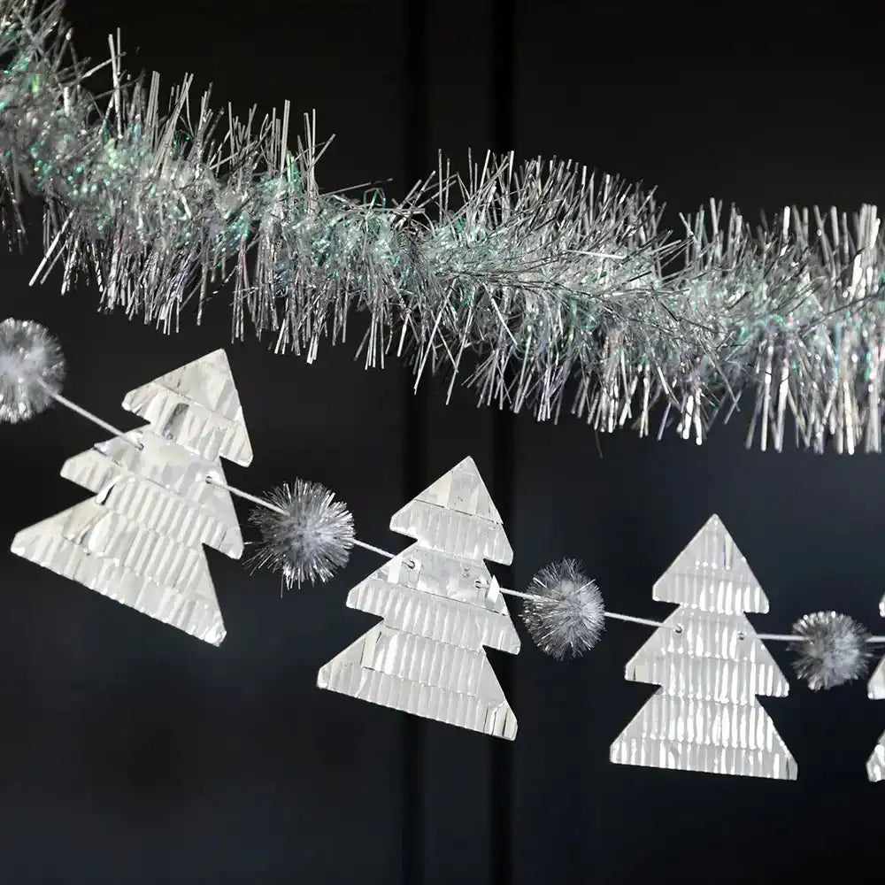 Silver Tinsel Tree Garland Christmas 2024