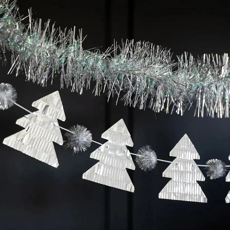 Silver Tinsel Tree Garland Christmas 2024