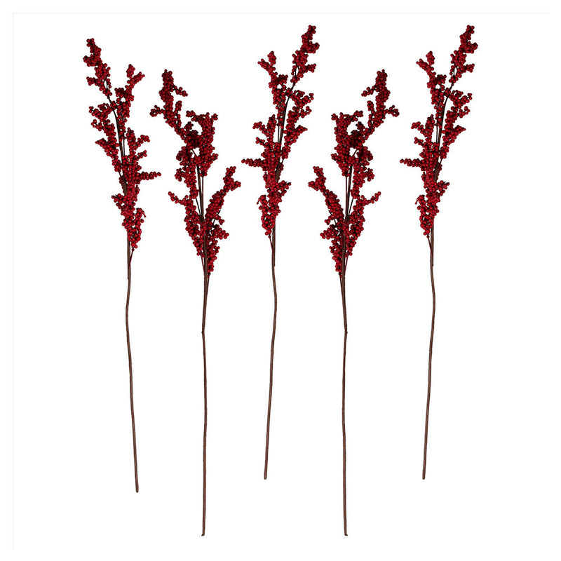 Red Berry Foliage Stems (x5)