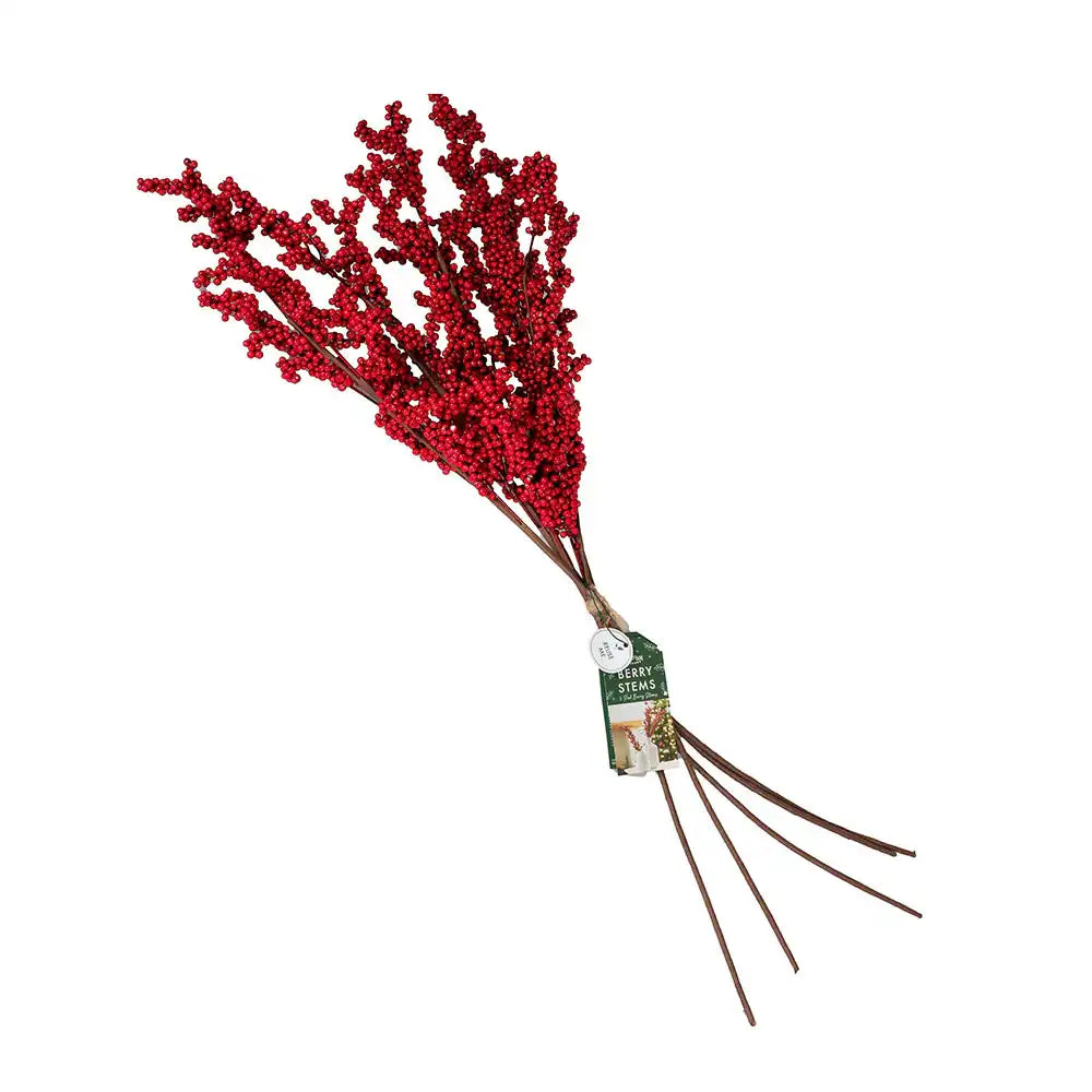 Red Berry Foliage Stems (x5) Christmas 2024