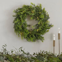 Cedar Pine Foliage Wreath with Lights Christmas 2024