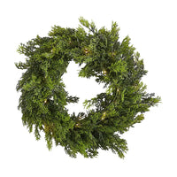 Cedar Pine Foliage Wreath with Lights Christmas 2024