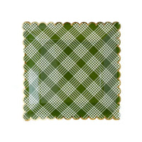 Green Plaid Square Dinner Plates (x8) Christmas 2023