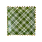 Green Plaid Square Dinner Plates (x8)