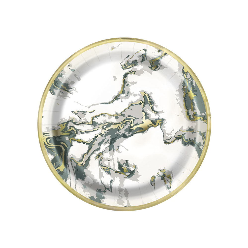 Green & Gold Marble Effect Dinner Plates (x10) Christmas 2023