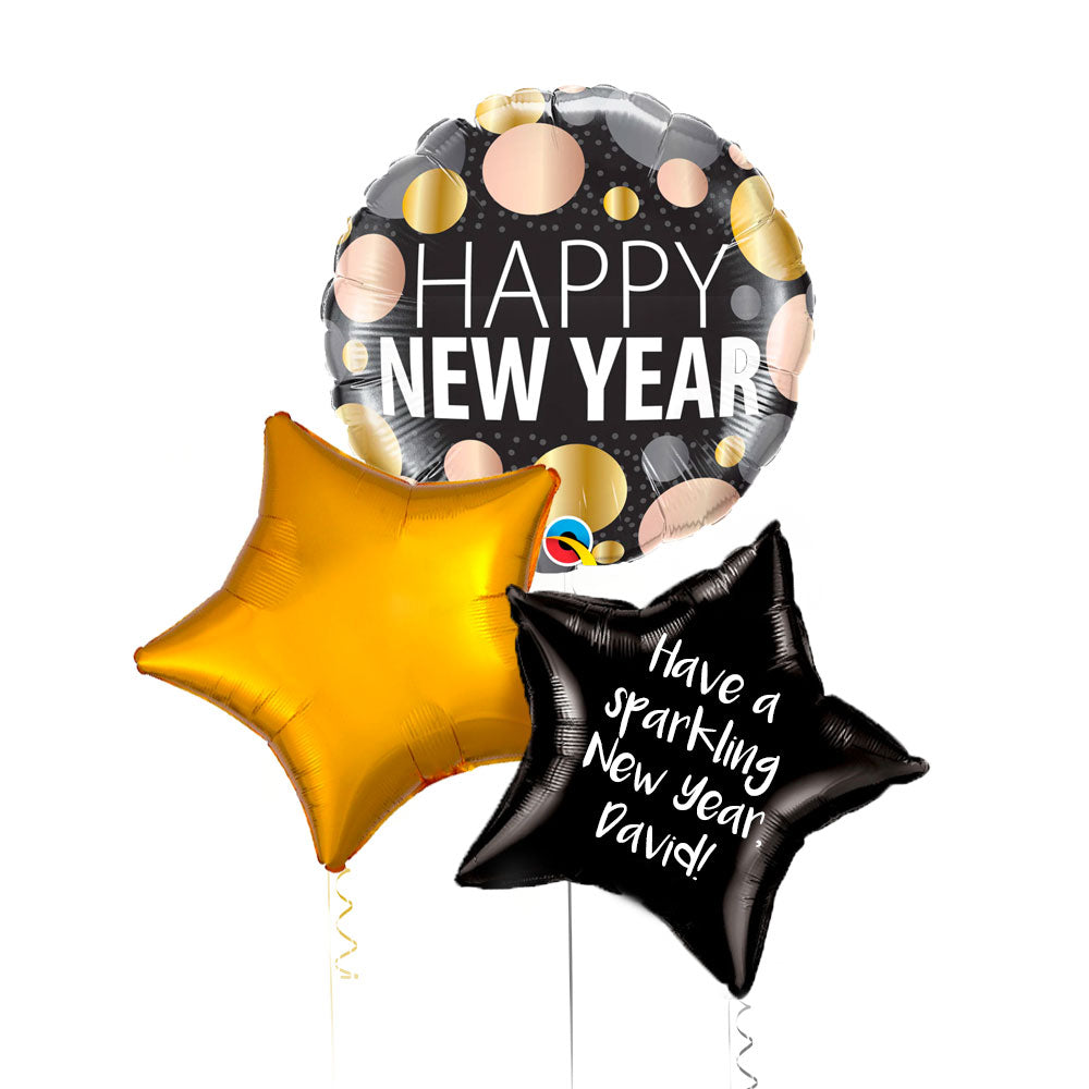 Personalised Balloon Bunch - New Year Stars Personalised Balloons
