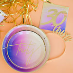 30th Birthday Ombre Dinner Plates (x8)