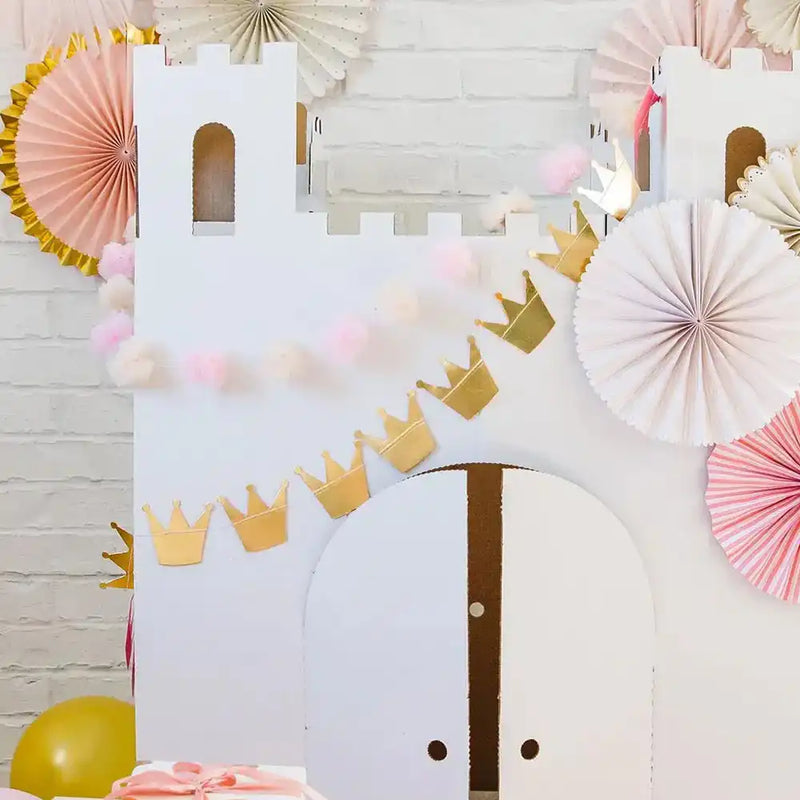Princess Crowns and Pom Pom Tulle Garland Kids Party