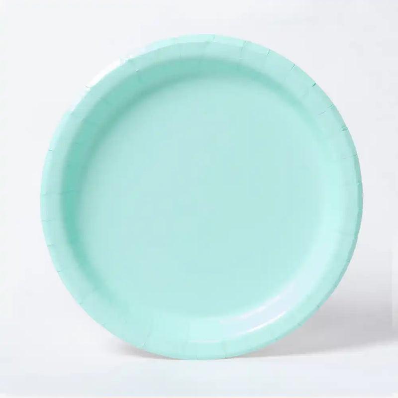 Paper Party Plates Mint (x8) Plain Colour Tableware