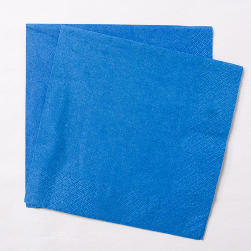 2 royal blue paper party napkins