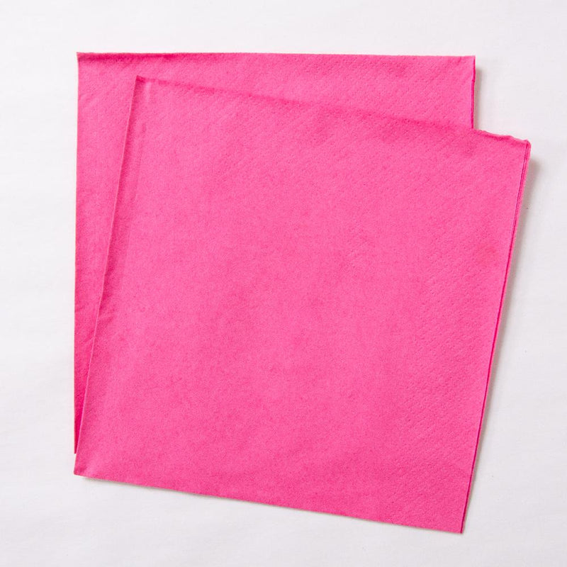 2 bright pink paper party napkins