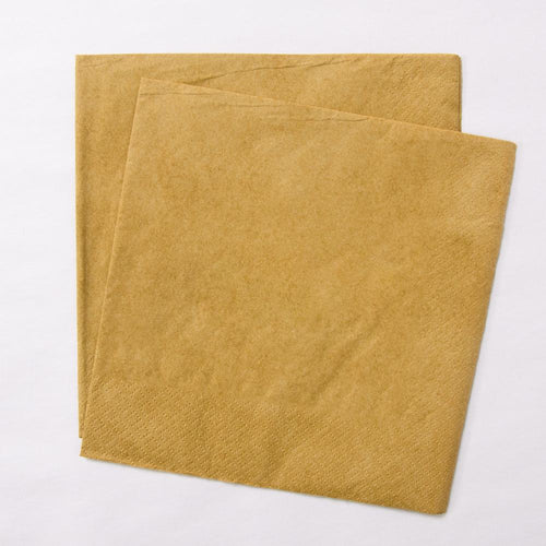 2 gold paper party napkins