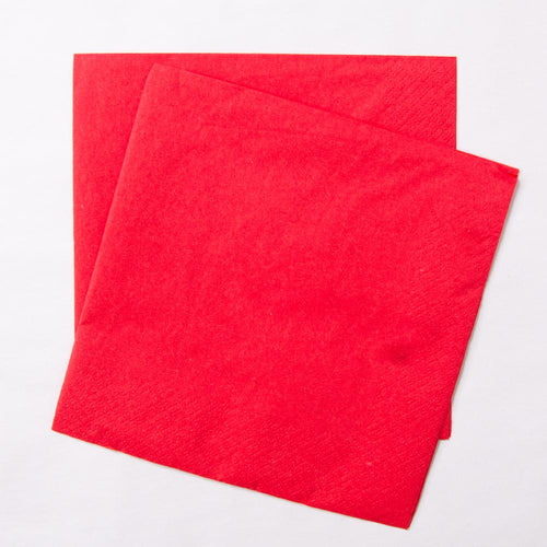 2 red paper party napkins