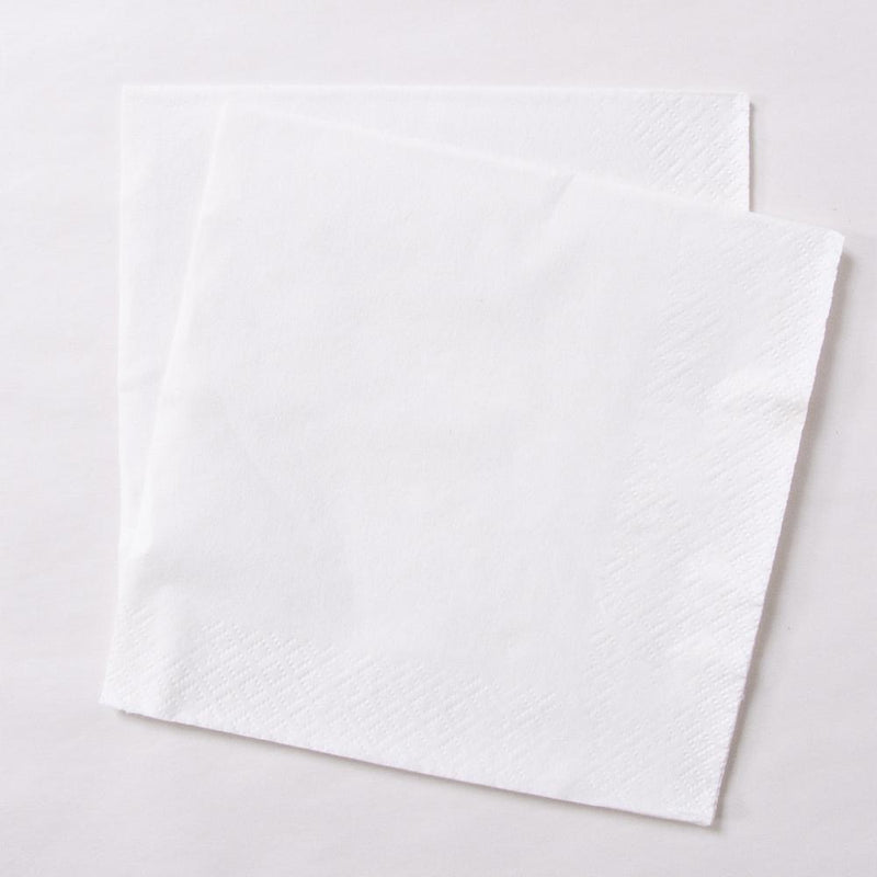 2 white paper party napkins