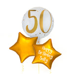 Personalised Inflated Balloon Bunch - Gold 50th Birthday