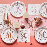 80th Birthday Rose Gold Paper Party Cups (x10) Milestone