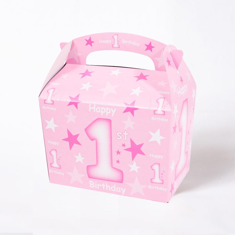 1st Birthday Party Boxes Pink (x4)