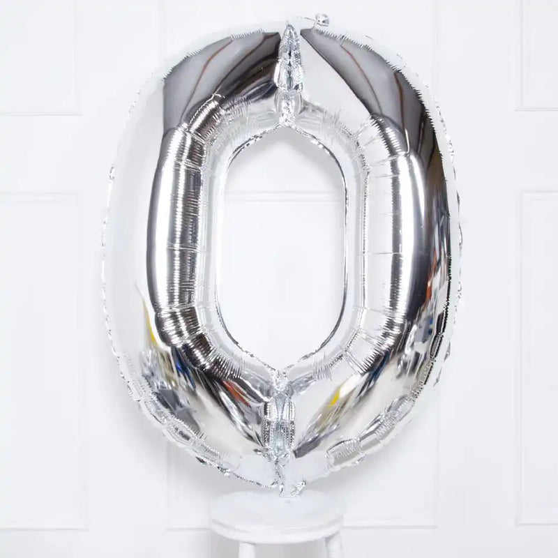 Supershape Silver 34" Helium Balloon Number 0 General Party