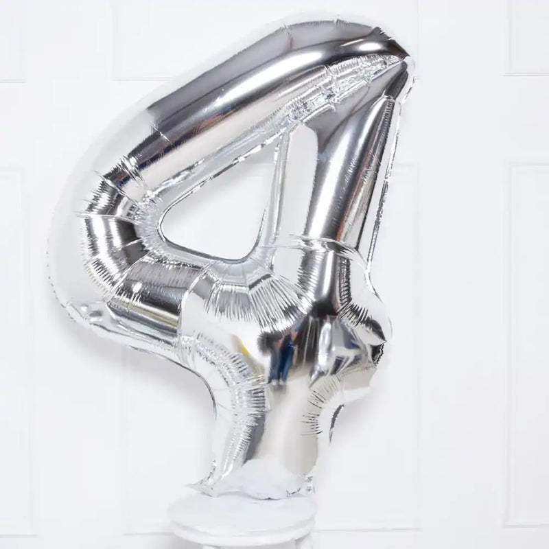Supershape Silver 34" Helium Balloon Number 4 General Party