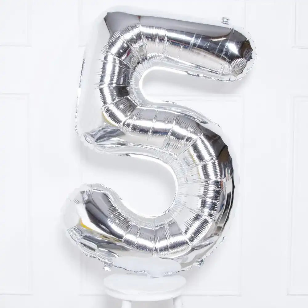 Supershape Silver 34" Helium Balloon Number 5 General Party