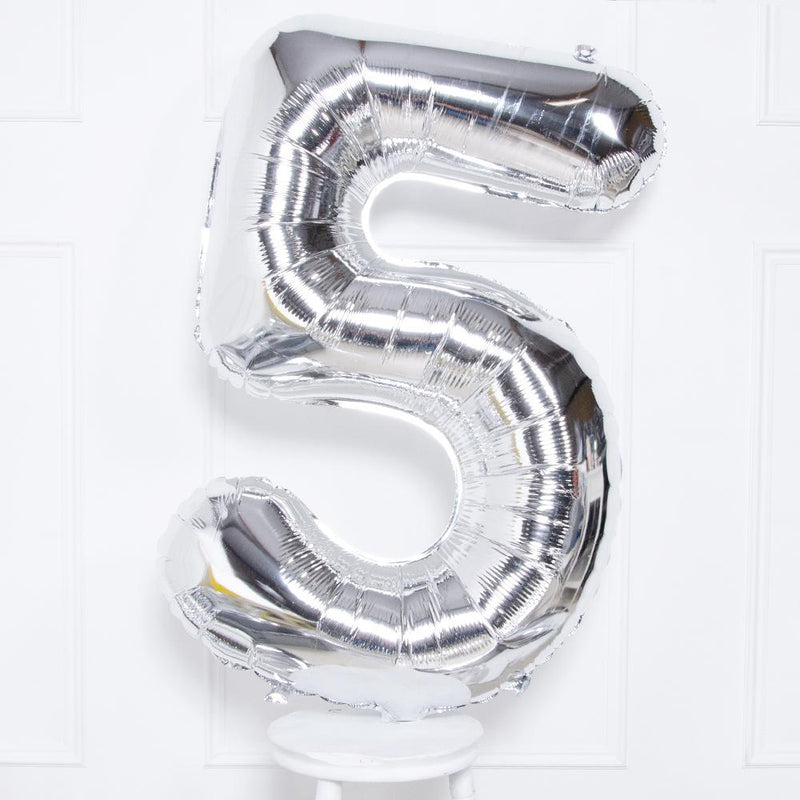 Supershape Silver 34" Helium Balloon Number 5