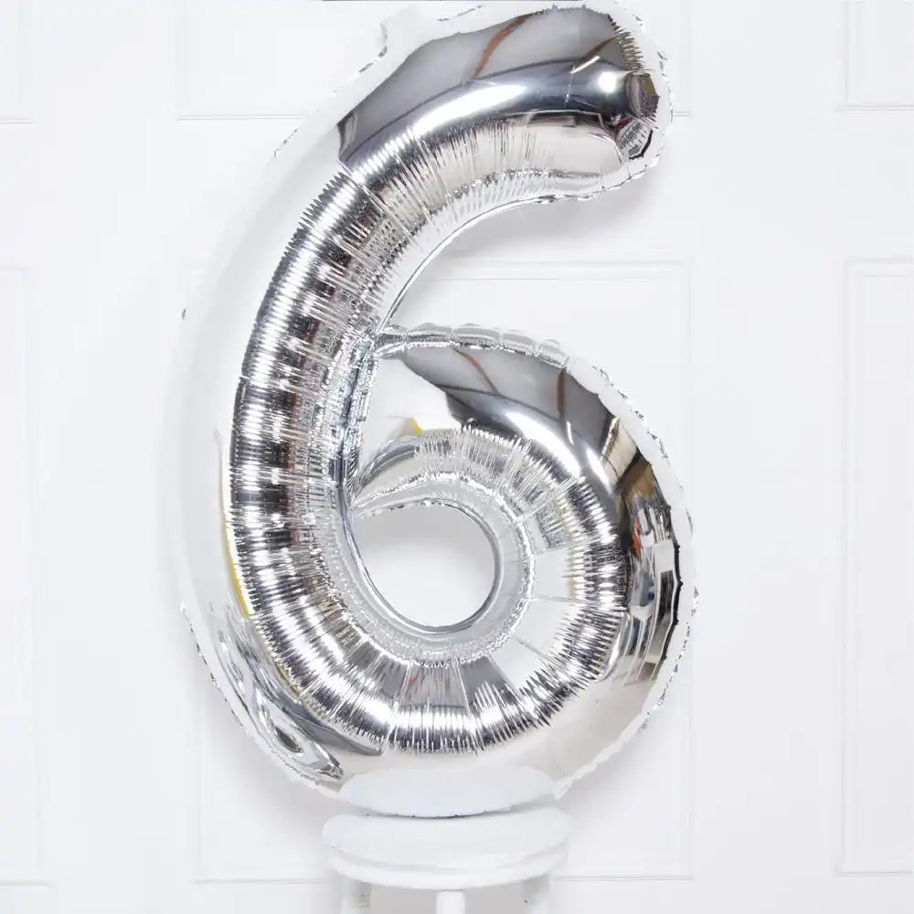 Supershape Silver 34" Helium Balloon Number 6 General Party