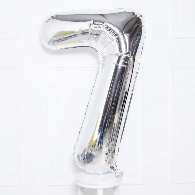 Supershape Silver 34" Helium Balloon Number 7 General Party