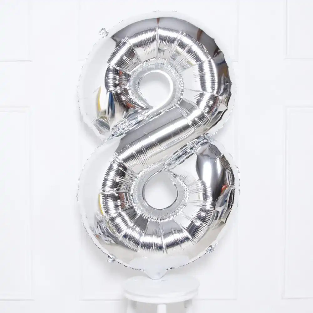 Supershape Silver 34" Helium Balloon Number 8 General Party