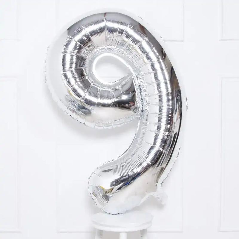 Supershape Silver 34" Helium Balloon Number 9 General Party