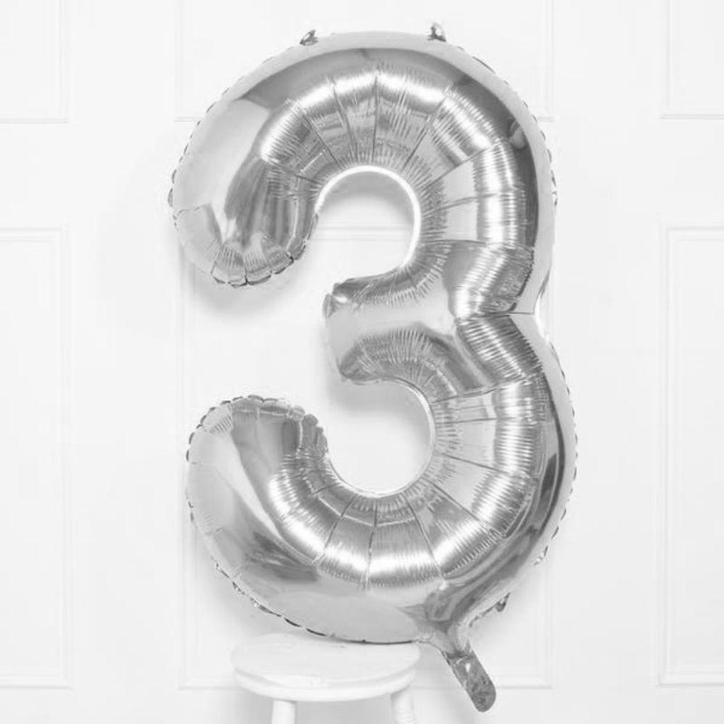 Supershape Silver 34" Helium Balloon Number 3