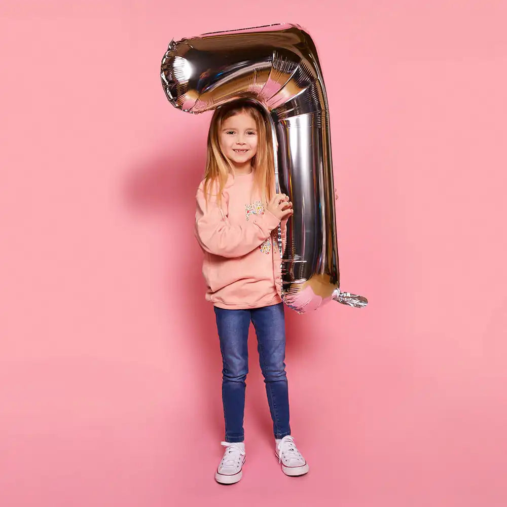 Supershape Silver 34" Helium Balloon Number 7 General Party